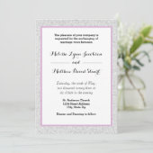 ホワイトグリッター&パープルフレーム – 結婚式招待状 招待状 (スタンド正面)