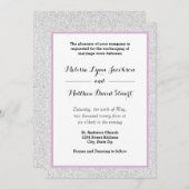 ホワイトグリッター&パープルフレーム – 結婚式招待状 招待状 (正面/裏面)