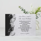 ホワイトグリッター、ブラック&シルバーフローラ結婚ズ 招待状 (スタンド正面)