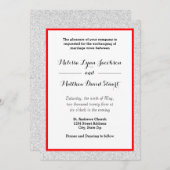 ホワイトグリッター&レッドフレーム-結婚式招待状 招待状 (正面/裏面)