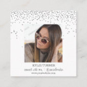 ホワイトグリッター |写真 |ソーシャルメディア | QRコード スクエア名刺 (正面)