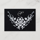 ホワイトグリフィンフローラファンタジーモノグラムブラック紙 名刺 (裏面)