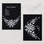 ホワイトグリフィンフローラファンタジーモノグラムブラック紙 名刺 (正面/裏面)