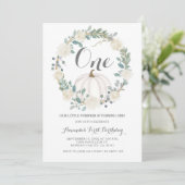 ホワイトグリーナリー秋ホワイトパンプキン1歳誕生日 招待状 (スタンド正面)