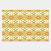 ホワイトグリーンとオレンジ ラッピングペーパーシート (正面3)