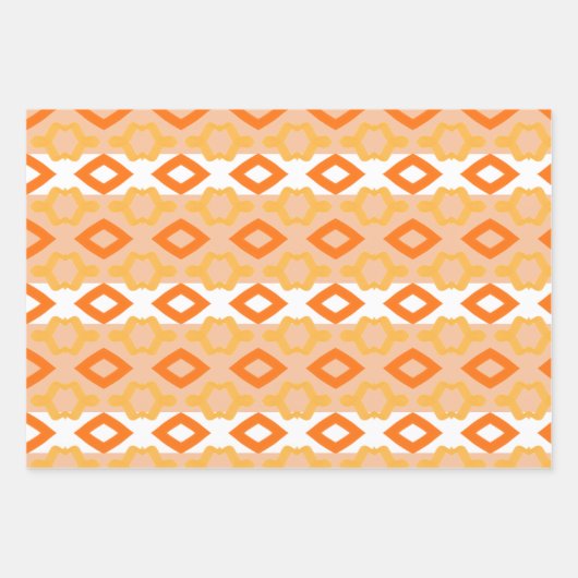 ホワイトグリーンとオレンジ ラッピングペーパーシート (正面)