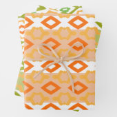 ホワイトグリーンとオレンジ ラッピングペーパーシート (インサイチュ)