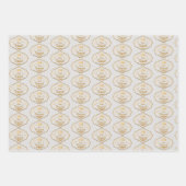 ホワイトグリーンと金ゴールドパーソナライズされたイードムバラク ラッピングペーパーシート (正面3)