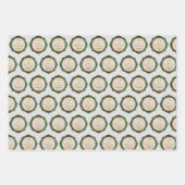 ホワイトグリーンと金ゴールドパーソナライズされたイードムバラク ラッピングペーパーシート (正面)