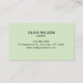 ホワイトグリーンの例示清掃サービス事業 名刺 (裏面)