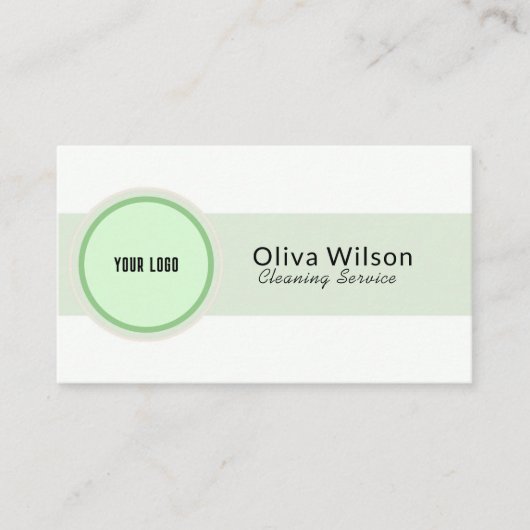 ホワイトグリーンの例示清掃サービス事業 名刺 (正面)