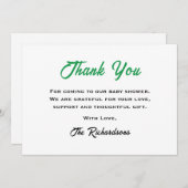 ホワイトグリーンアイリッシュベビーシャワーリトルシャムロクールック サンキューカード (正面/裏面)