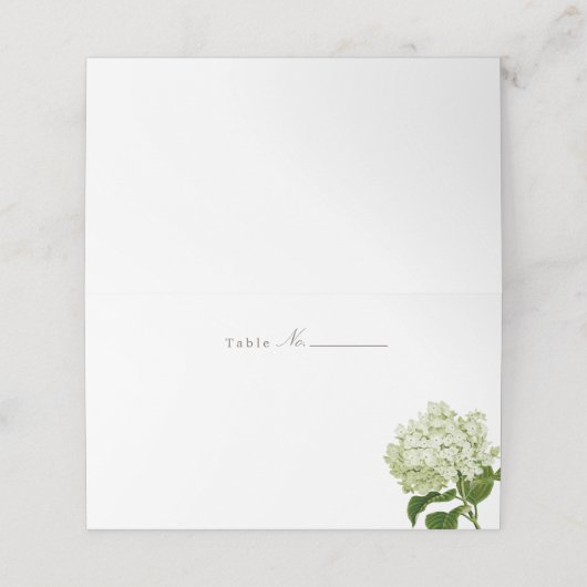 ホワイトグリーンアジサイ空白の座席表 プレイスカード (外部開封)