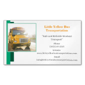ホワイトグリーンイエロースクールバスドライバー マグネット名刺 (正面)