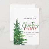 ホワイトグリーンウォーター色のクリスマス 招待状 (正面/裏面)