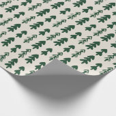 ホワイトグリーンウォーター色フェスティバル冬クリスマス ラッピングペーパー (角)