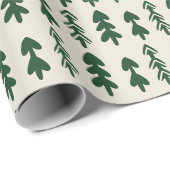 ホワイトグリーンウォーター色フェスティバル冬クリスマス ラッピングペーパー (ロールコーナー)