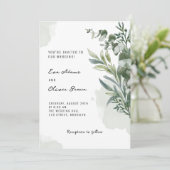 ホワイトグリーンウォーター色フローラ結婚式招待状 招待状 (スタンド正面)