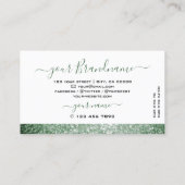 ホワイトグリーンエレガントスパークルグリッターライン石 名刺 (裏面)