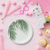 ホワイトグリーンエレガントトロピカル葉パーム結婚ズ ペーパープレート (パーティー)