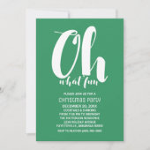 ホワイトグリーンオーwhatおもしろいホリデーパーティー招待状 招待状 (正面)