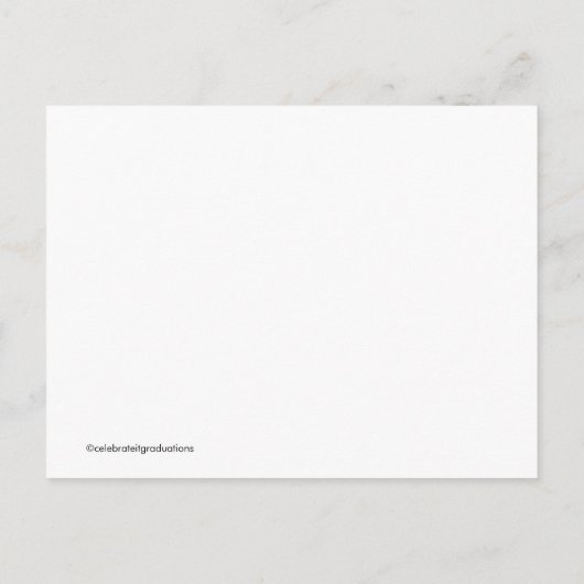 ホワイトグリーングラッドキャップ卒業パーティー招待状 インビテーションポストカード (裏面)