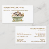 ホワイトグリーングルーミングペットバススパ猫犬 名刺 (正面/裏面)