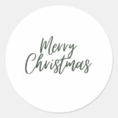 ホワイトグリーンシンプルクリスマス ラウンドシール (正面)