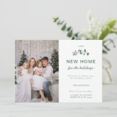 ホワイトグリーンスノーベリー新しいホームファミリーフォト シーズンカード (スタンド正面)