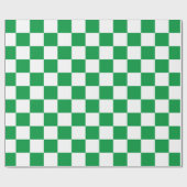 ホワイトグリーンチェッカーボード ラッピングペーパー (フラット)