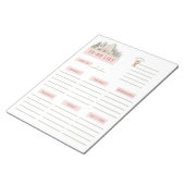 ホワイトグリーンピンクフローラボーホウィークリープランナーページ ノートパッド (アングル)