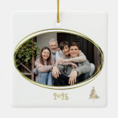 ホワイトグリーンピンク&金ゴールドクリスマスツリー セラミックオーナメント (裏面)