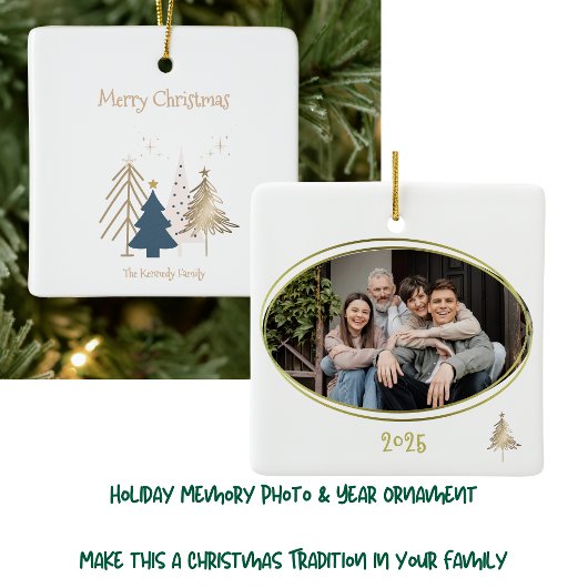 ホワイトグリーンピンク&金ゴールドクリスマスツリー セラミックオーナメント