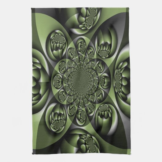 ホワイトグリーンフォレストミニスフィア キッチンタオル (縦)