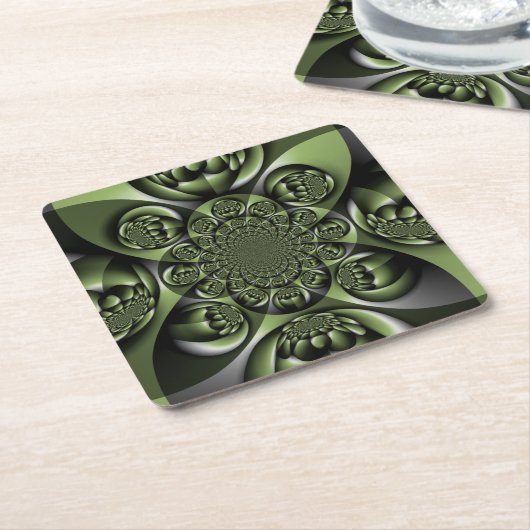 ホワイトグリーンフォレストミニスフィア スクエアペーパーコースター (アングル)