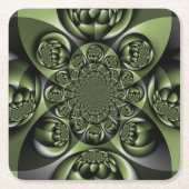 ホワイトグリーンフォレストミニスフィア スクエアペーパーコースター (正面)