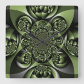 ホワイトグリーンフォレストミニスフィア スクエア壁時計 (正面)