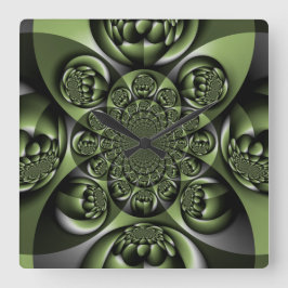 ホワイトグリーンフォレストミニスフィア スクエア壁時計