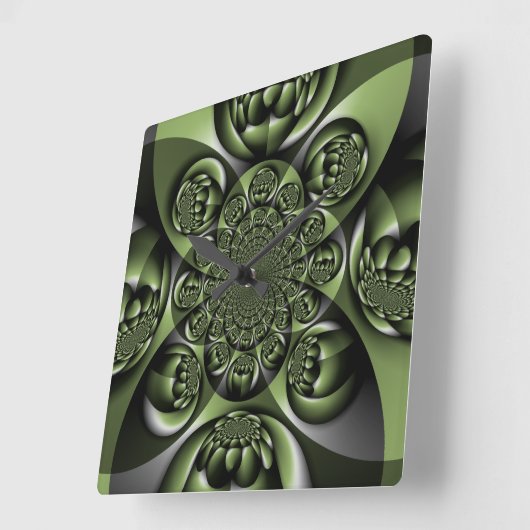 ホワイトグリーンフォレストミニスフィア スクエア壁時計 (傾斜)