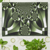 ホワイトグリーンフォレストリーフ花びら キッチンタオル (折り畳み)