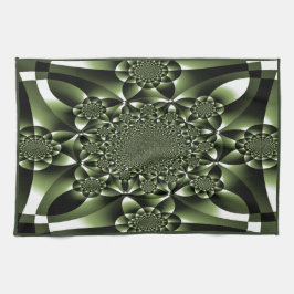 ホワイトグリーンフォレストリーフ花びら キッチンタオル