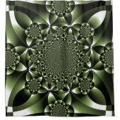 ホワイトグリーンフォレストリーフ花びら シャワーカーテン (正面)