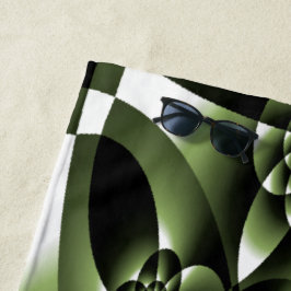 ホワイトグリーンフォレストリーフ花びら ビーチタオル