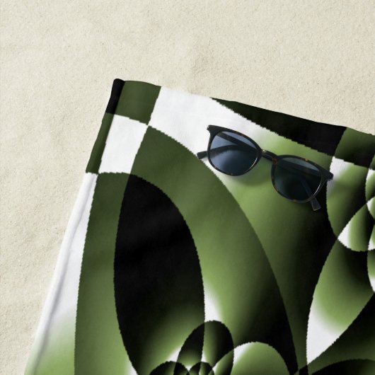 ホワイトグリーンフォレストリーフ花びら ビーチタオル (インサイチュ)