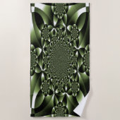 ホワイトグリーンフォレストリーフ花びら ビーチタオル (正面)