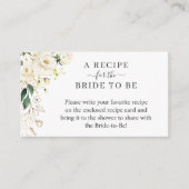 ホワイトグリーンフラワーの花嫁シャワー レシピリクエスト エンクロージャーカード (正面)