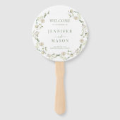 ホワイトグリーンフローラリースボホ結婚式 プログラム ハンドファン (正面)