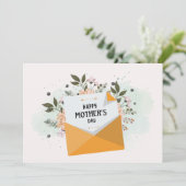 ホワイトグリーンフローラ母の日グリーティングカード シーズンカード (スタンド正面)