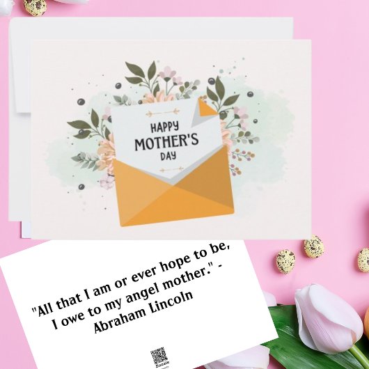 ホワイトグリーンフローラ母の日グリーティングカード シーズンカード