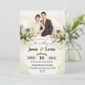 ホワイトグリーンフローラ水彩 | お洒落 A 招待状 (スタンド正面)
